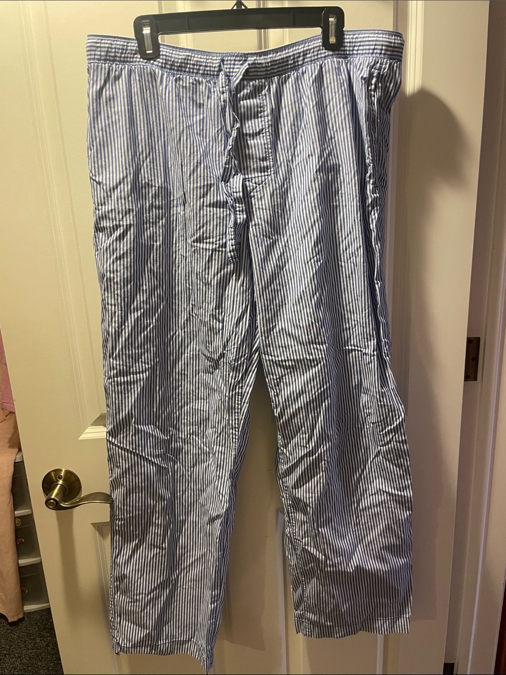 Men's Gap Blue and White Poplin Striped Pajama Pants